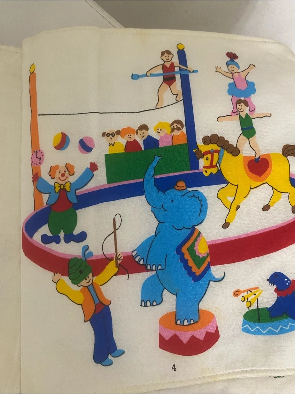 Vintage Here Comes The Clowns Fabric Cotton Kids Soft Colorful Nursery Book 9x9